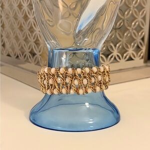 Gorgeous Vintage Y2K Gold Chain & Baby Pink Bead Stretch Statement Bracelet